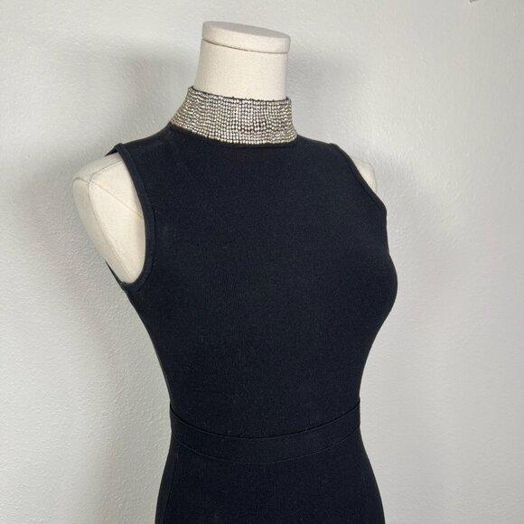 Milly Black Embellished-Collar Sheath Dress - Size S/XS - Picture 6 of 9